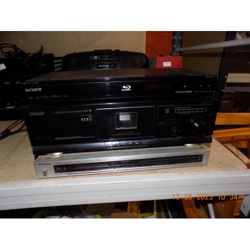 32 - Sony Blue-Ray Player, Teac Cassette Deck and Technics Stereo Tuner. all untested