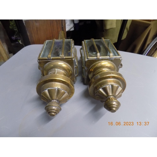 528 - Pair of Brass Carriage Lanterns