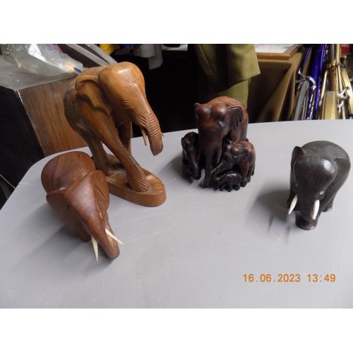 541 - Selection of Wooden Elephants