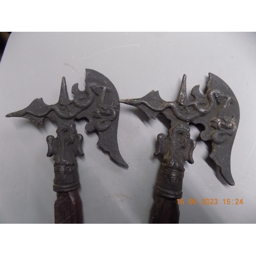 554 - 2 Wooden and Metal Decorative Axes