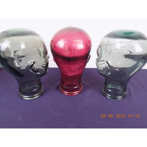 102 - 3 Vintage Glass Heads