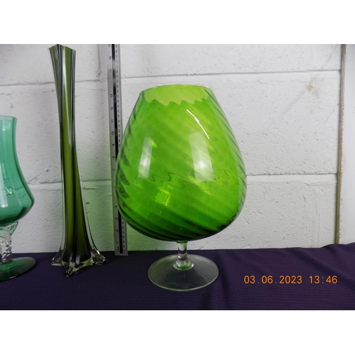 2 - Selection of Mid Century Green Glass