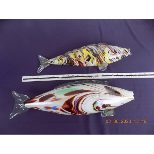 3 - 2 Large Murano Glass Fish