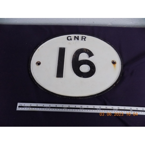 58 - Genuine Great Northern No16 Railway Bridge Sign - over 100 years old