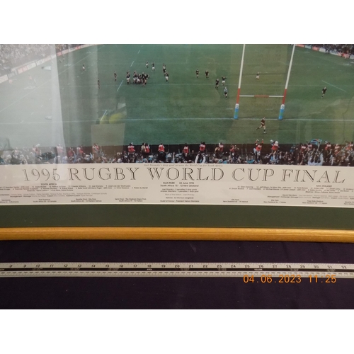 68 - Framed 1995 Rugby Union Final Picture of Jole Starkey kicking the winning drop goal. South Africa v ... 