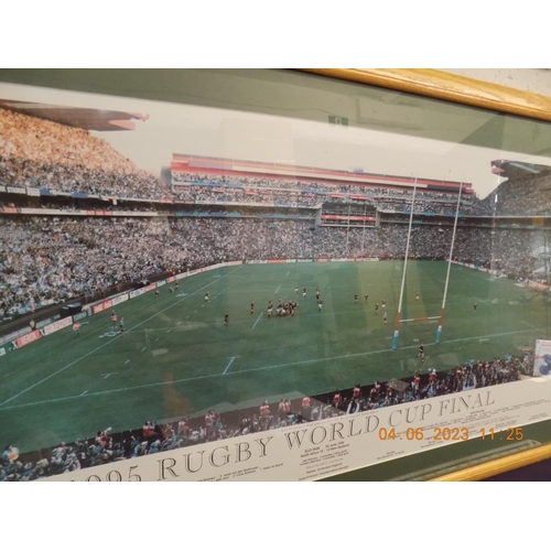 68 - Framed 1995 Rugby Union Final Picture of Jole Starkey kicking the winning drop goal. South Africa v ... 