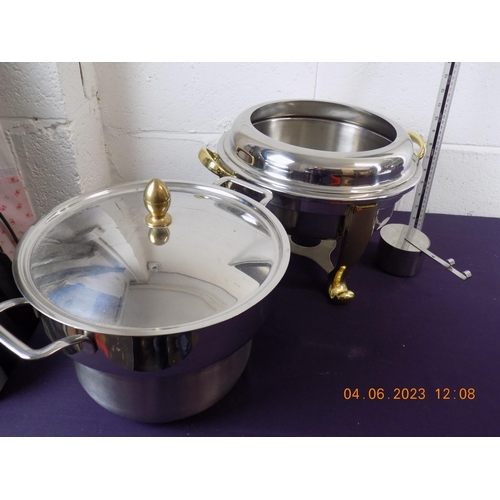 85 - large Stainless Steel and Brass Food Server