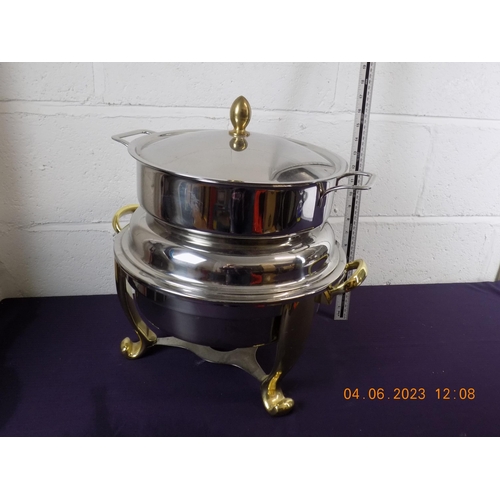 85 - large Stainless Steel and Brass Food Server