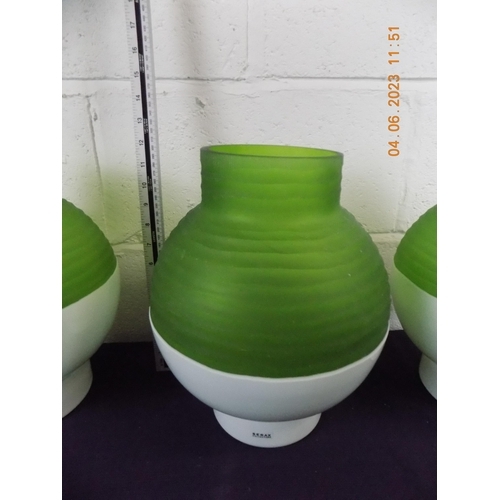 78 - Set of 3 Green and White Serax Glass Vases