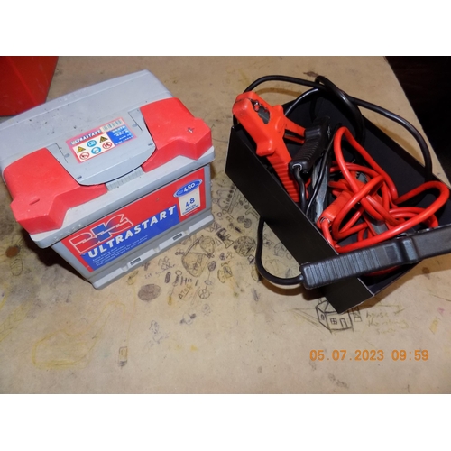 129 - Car Battery and Jump Leads
