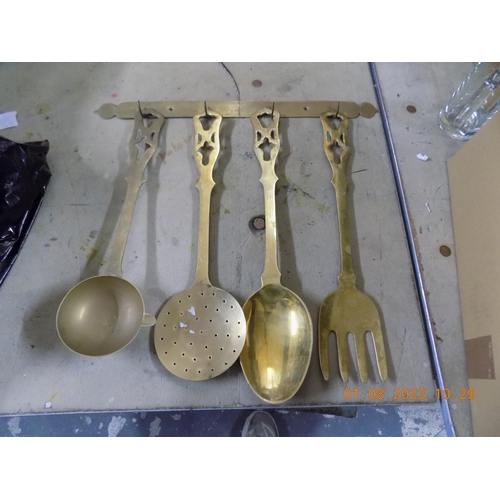 55 - Large Farmhouse Brass Kitchen Hanging Utensils