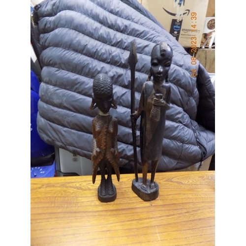 737 - 2 Ethnic Wooden Female Figures