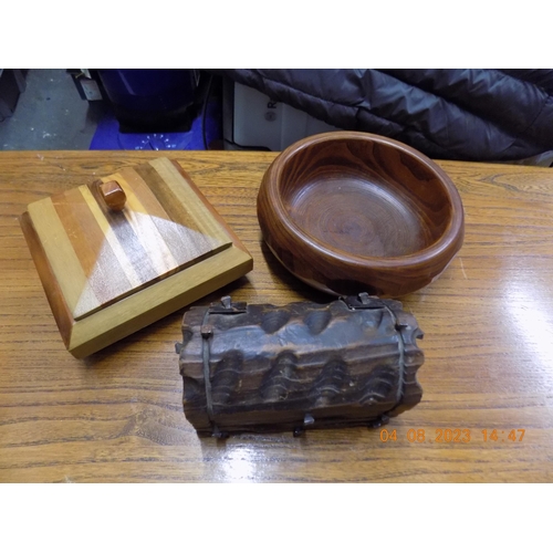 738 - 2 Wooden Boxes and Bowl