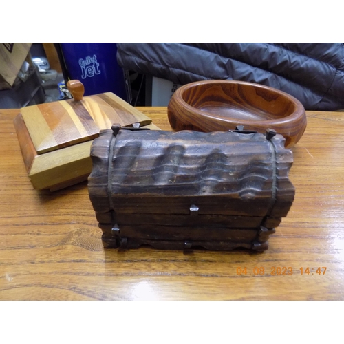 738 - 2 Wooden Boxes and Bowl