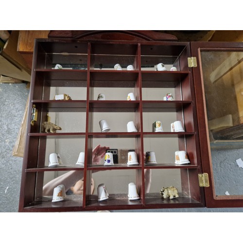 809 - Selection of Thimbles in Wooden Display Case