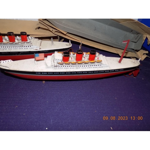 16 - 2 Vintage Wind Up Cruise Liners - Made in Germany