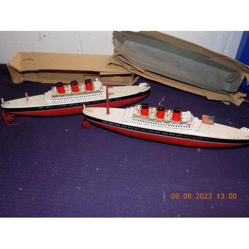 16 - 2 Vintage Wind Up Cruise Liners - Made in Germany