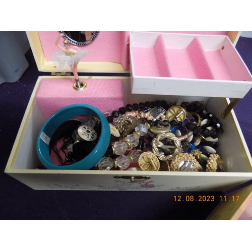 81 - 2 Musical Jewellery Boxes of Costume Jewellery