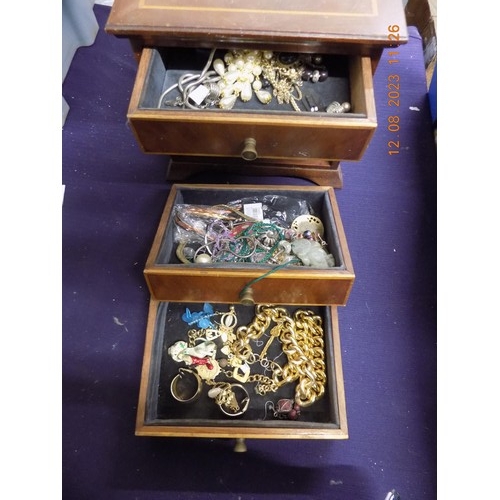 83 - Wooden Jewellery Box of Costume Jewellery