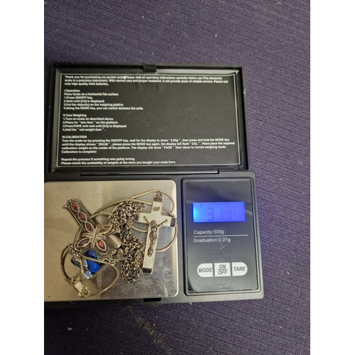 97 - 2 Silver Chains and 3 Pendants 31.08g