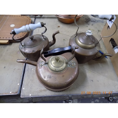 124 - 3 Copper Kettles