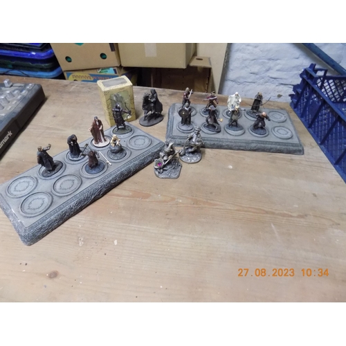 97 - Lord of the Rings Figures with 2 Display Stands Inc 2 Pewter and Crystal Figures of Frodo Baggins an... 