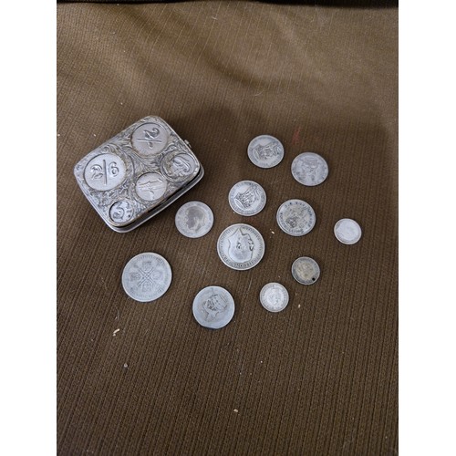 725 - Coin Holder with Silver Coins 59g