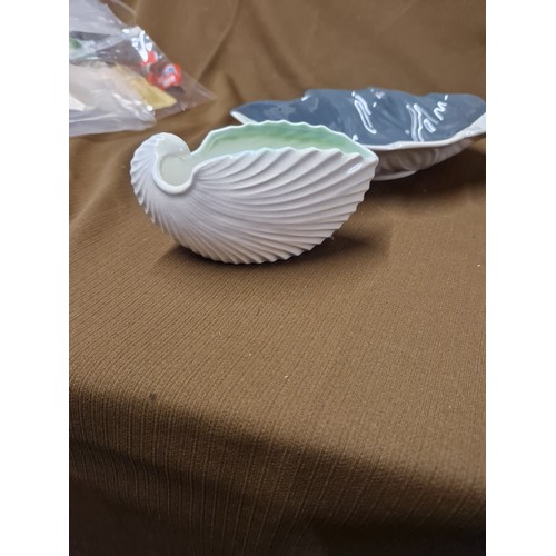 16A - Carlton Ware Leaf Bowl and Sylvac Shell Bowl