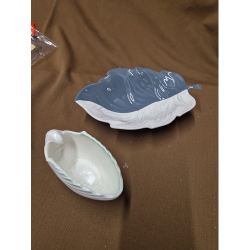 16A - Carlton Ware Leaf Bowl and Sylvac Shell Bowl