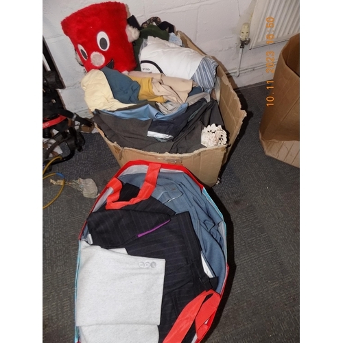 61 - Box and Bag of Clothing etc