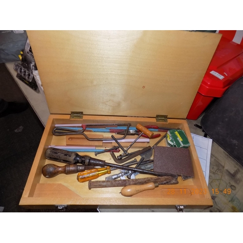 140 - Wooden Box of Tools