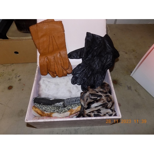 28 - Box of Leather Gloves and Scarves