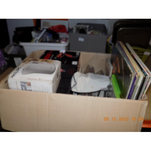 363 - Box of Misc inc Electricals and Vinyl