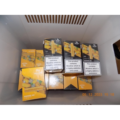 89 - Box of 14 Mango Ice Geek Bar Vapes. some defective