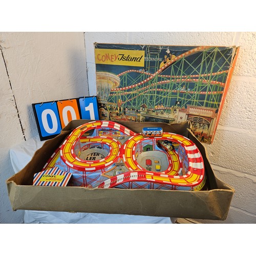 1 - Vintage Coney Island Wind Up Roller Coaster