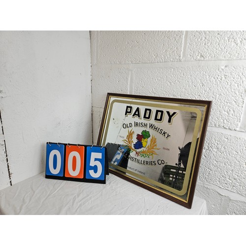 5 - Paddy Old Irish Whiskey Mirror 19x15 inches