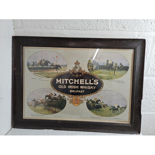 12 - Mitchells Old English Whiskey Large Framed Advertising Print Picturing The Fences at the Grand Natio... 