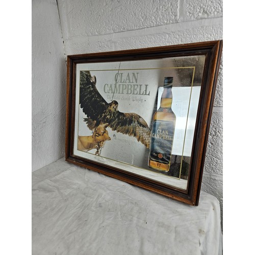 32 - Clan Campbell Scotch Whiskey Advertising Mirror 18 x 22 inches