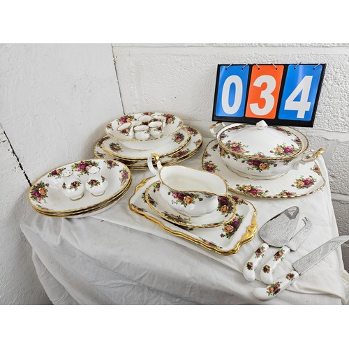 34 - Royal Albert Old Country Rose Serving Set consisting of 2 Large Serving Platters, 2 Medium Platters,... 