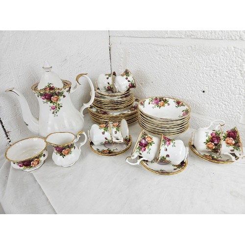 38 - Royal Albert Old Country Rose Coffee Set comprising of 8 Medium Plates, 8 Sandwich Plates, 8 Bowls, ... 