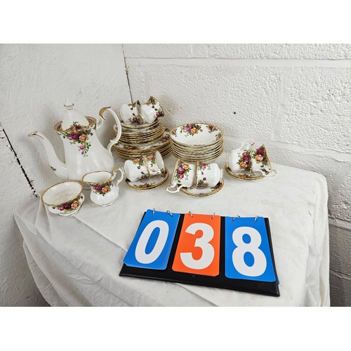 38 - Royal Albert Old Country Rose Coffee Set comprising of 8 Medium Plates, 8 Sandwich Plates, 8 Bowls, ... 