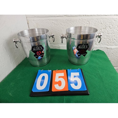 55 - 2 Vintage Moet & Chandon Champagne Ice Buckets by Argit, France