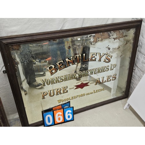 66 - Bentleys Yorkshire Brewers Advertising Mirror 32 x 44 inches