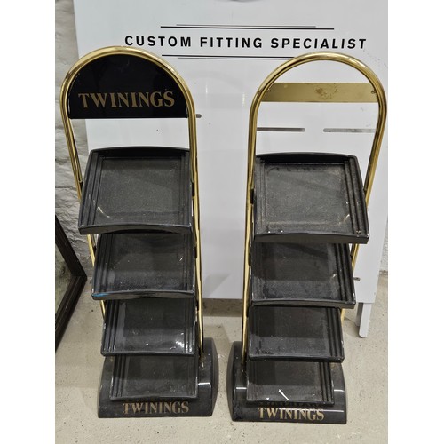 72 - 2 Vintage Twinnings Tea Advertising Stands 30 inches in height