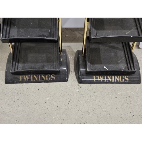 72 - 2 Vintage Twinnings Tea Advertising Stands 30 inches in height