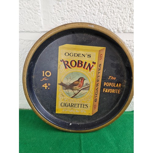 82 - Ogden's 'Robin' Cigarettes Tray 12 inches