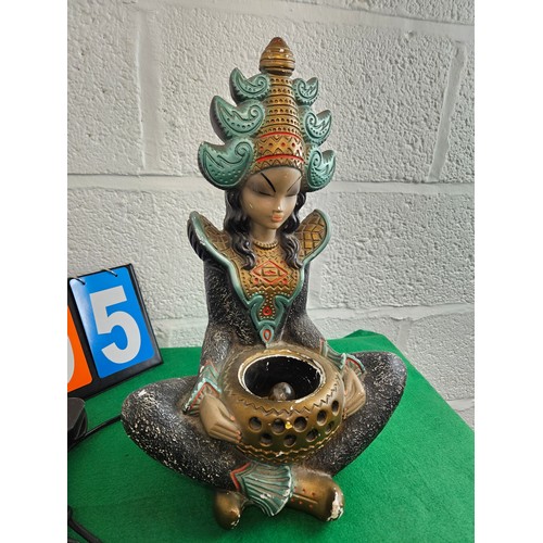 95 - Vintage 1950's Tretchikoff Thai Eastern Goddess Lamp w/o