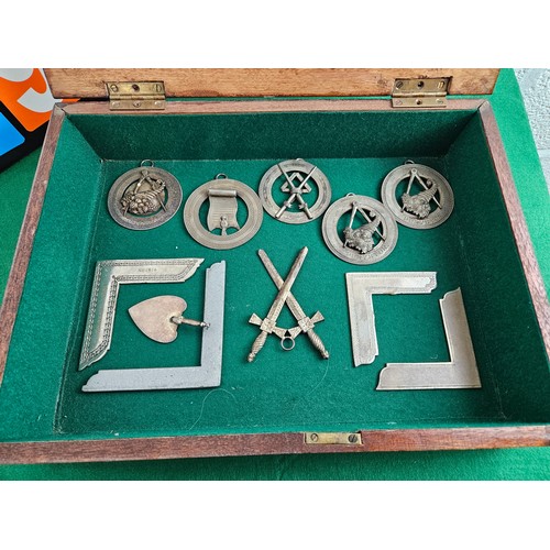 98 - Masonic Jewels in Wooden Display Case