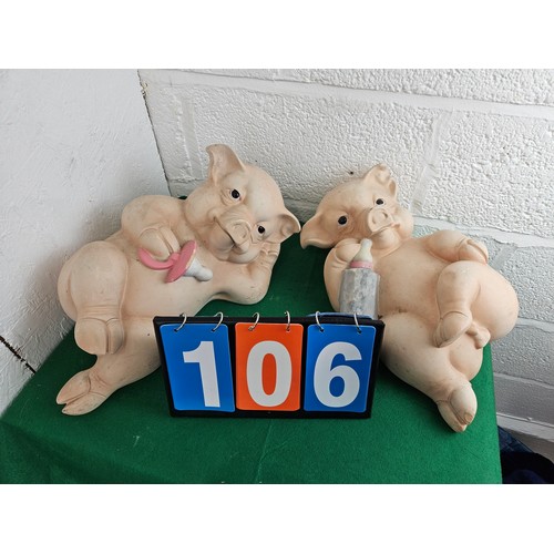 106 - 2 Vintage Pig Figures