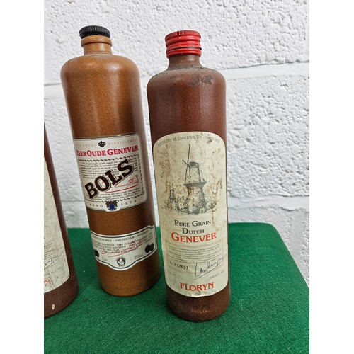 114 - Vintage Erven Lucas Bols Ceramic Bottle and 2 Vintage Wine Bottles